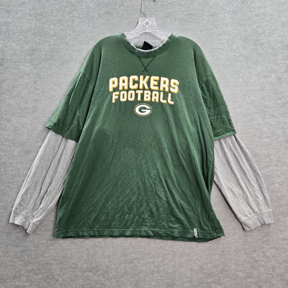 Green Bay Packets Men Shirt XL Green Logo Graphic Crew Neck Long Sleeve Tee
